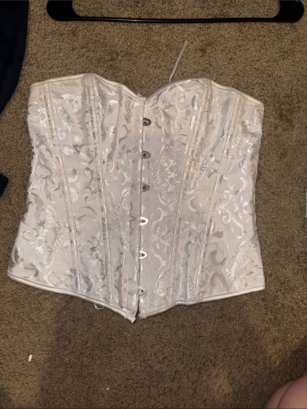 Amazon White Floral Brocade Strapless Corset Top